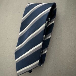 Italian Classic Striped Navy white and gray Tie